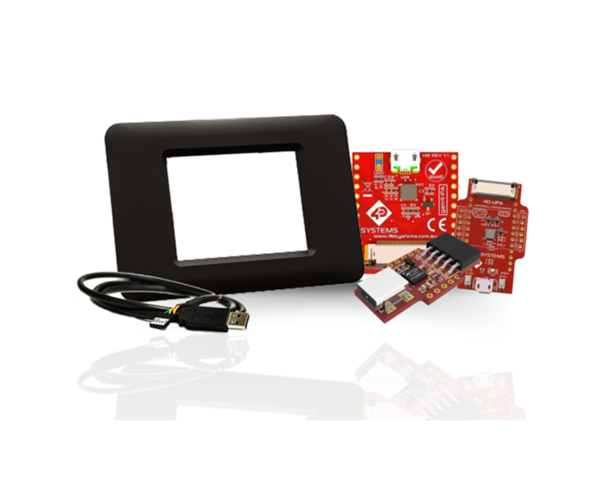 4D Systems accessories including programmers, breakout boards, cables and bezels