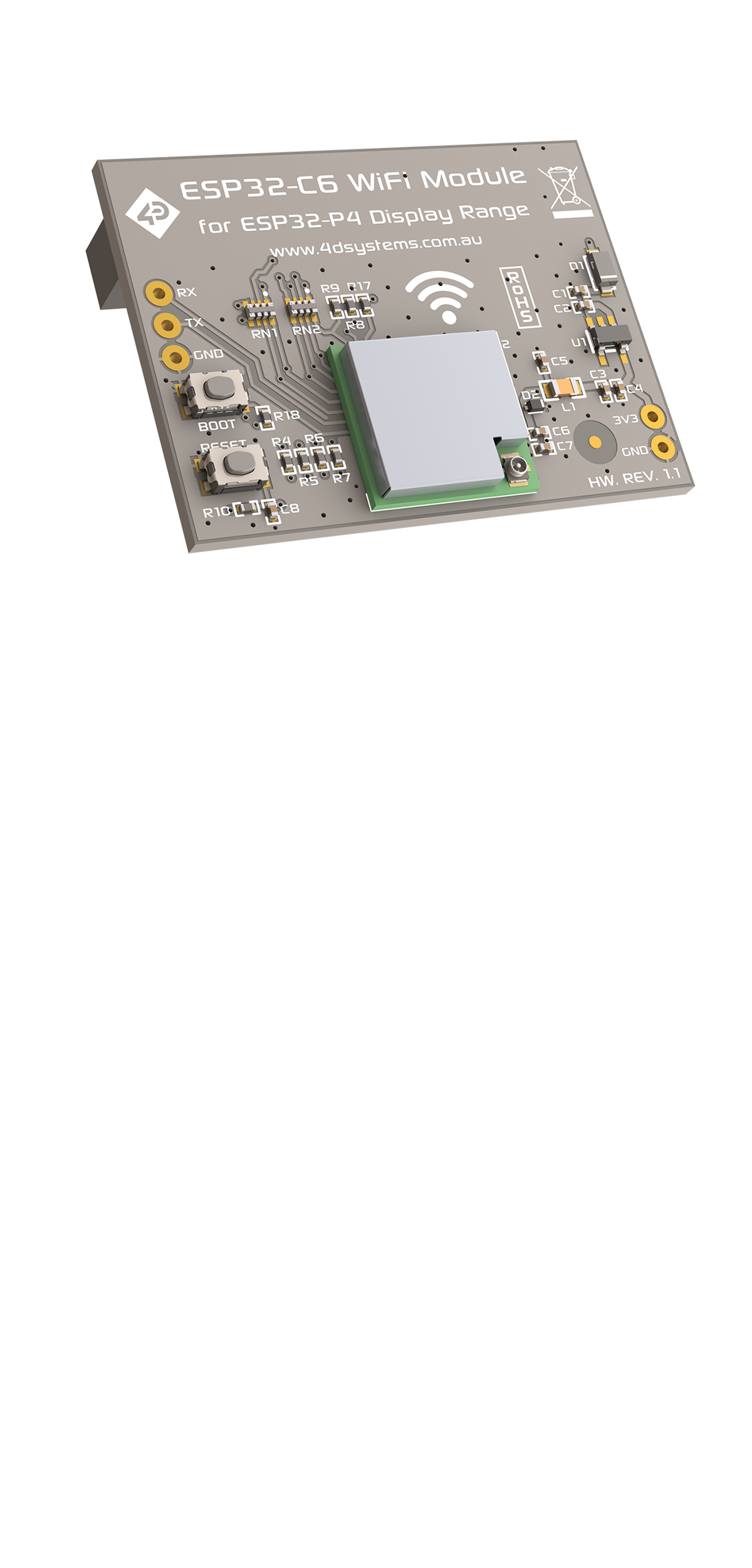 4D Systems ESP32-C6 WiFi Module add-on for ESP32-P4 intelligent display modules