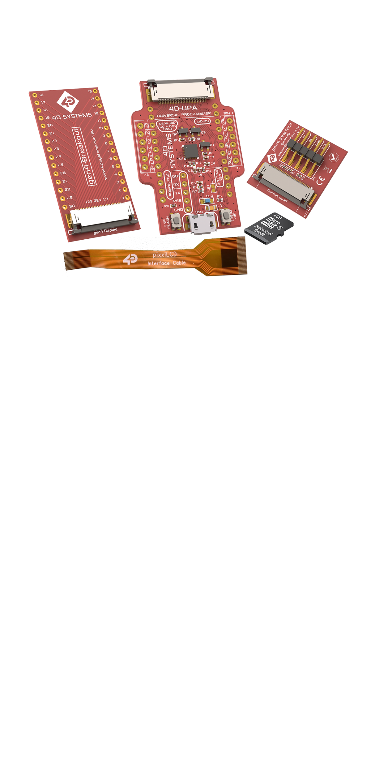 4D Systems pixxiLCD Starter Kit for intelligent display module development