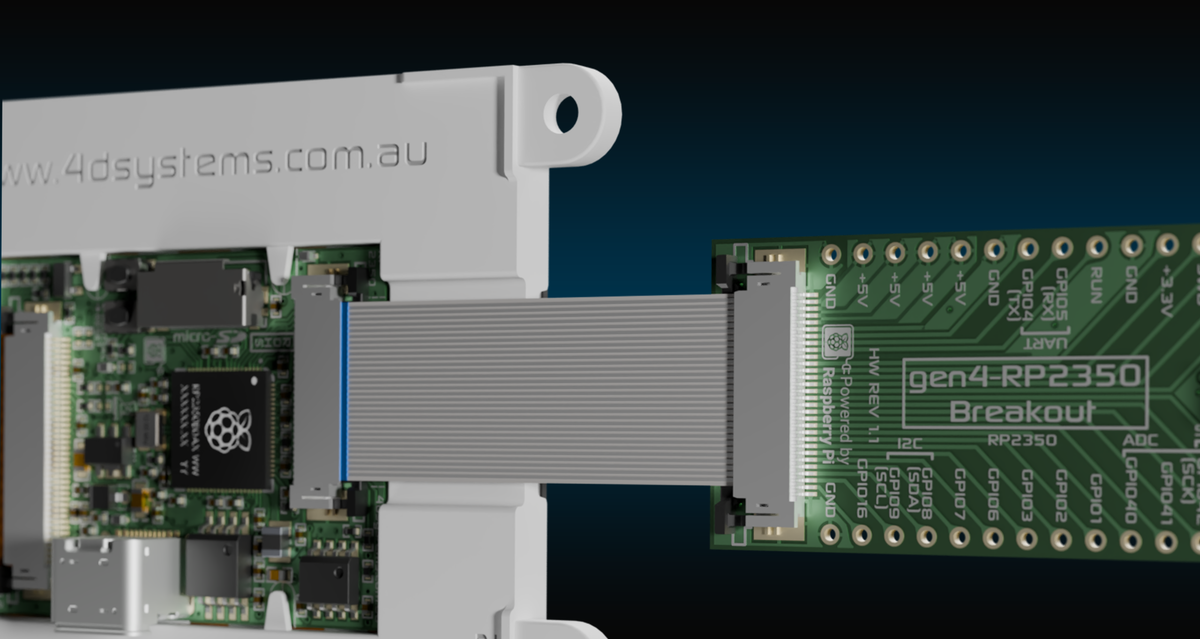 4D Systems accessories including programmers, breakout boards, cables and bezels