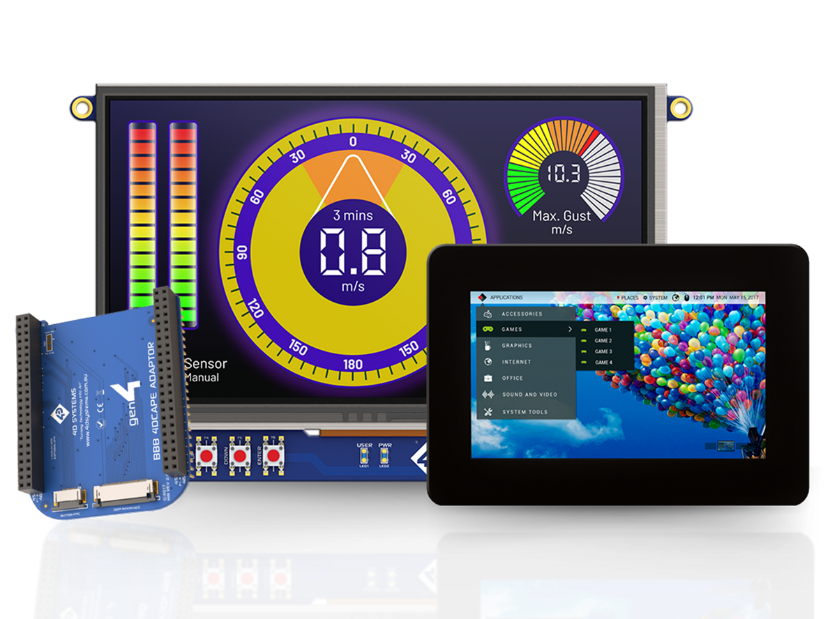 4D Systems BeagleBone Black touchscreen display modules for embedded applications