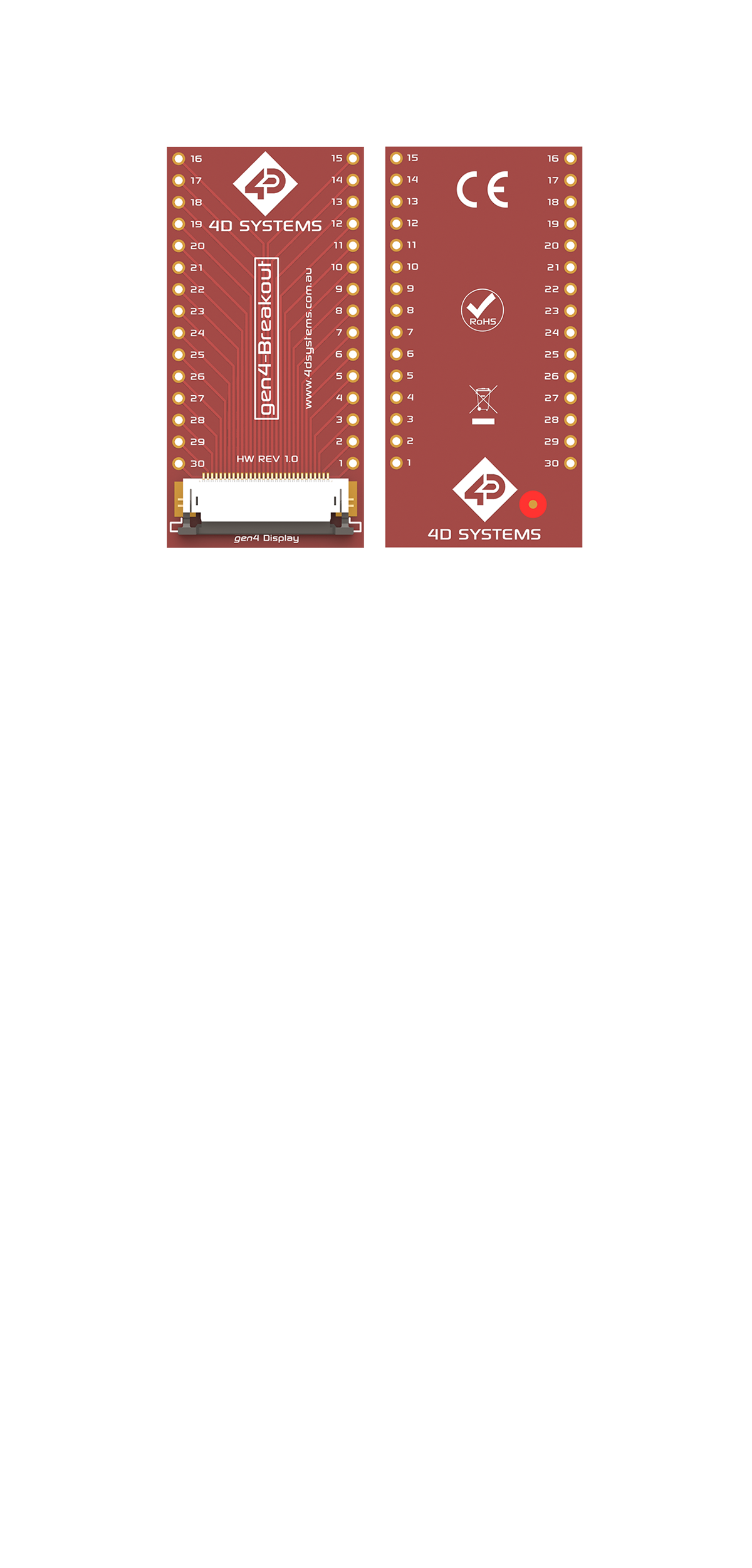 4D Systems gen4 Breakout Board for gen4 and pixxiLCD intelligent display modules