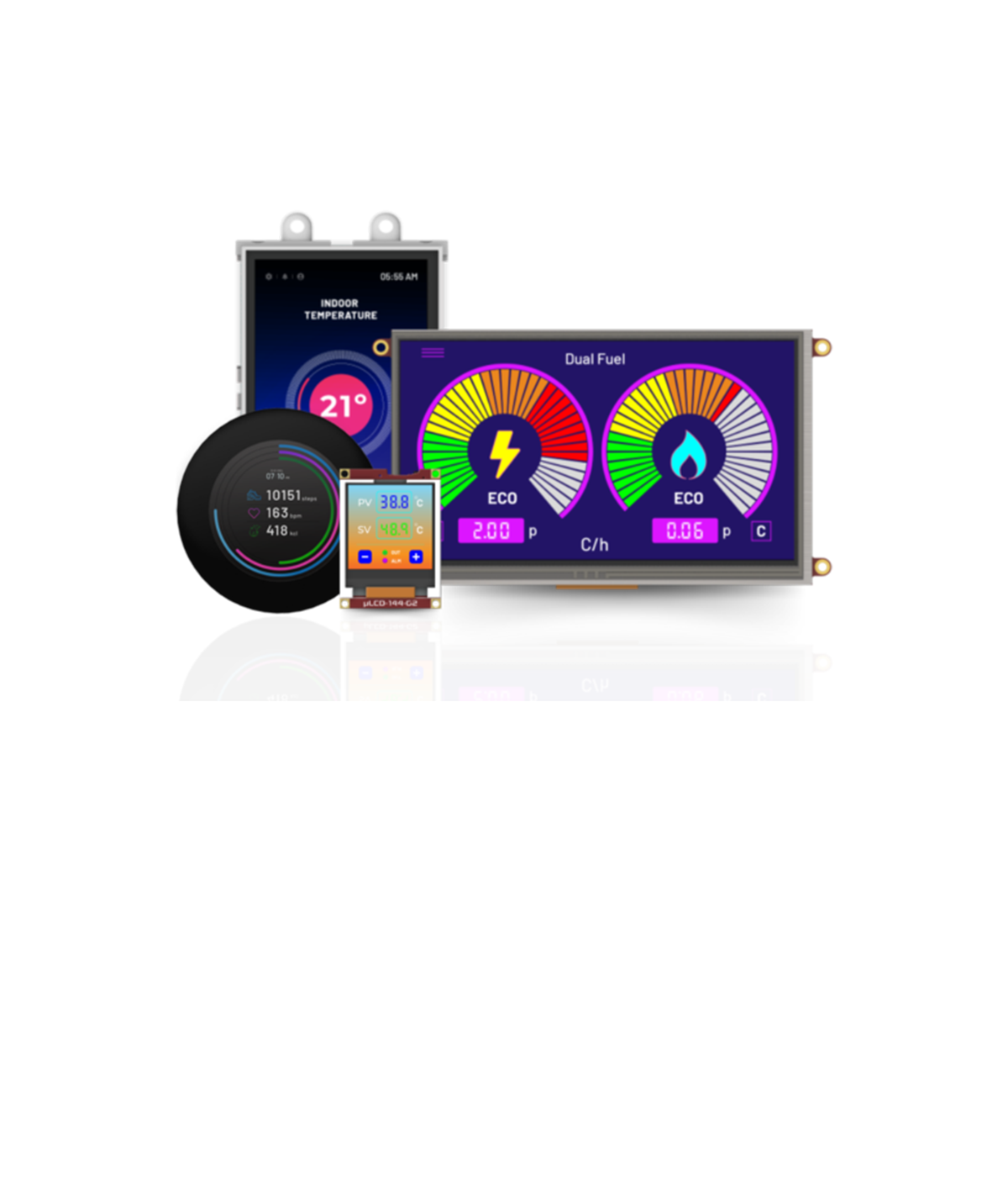 4D Systems microLCD intelligent display modules powered by PICASO and DIABLO16 processors